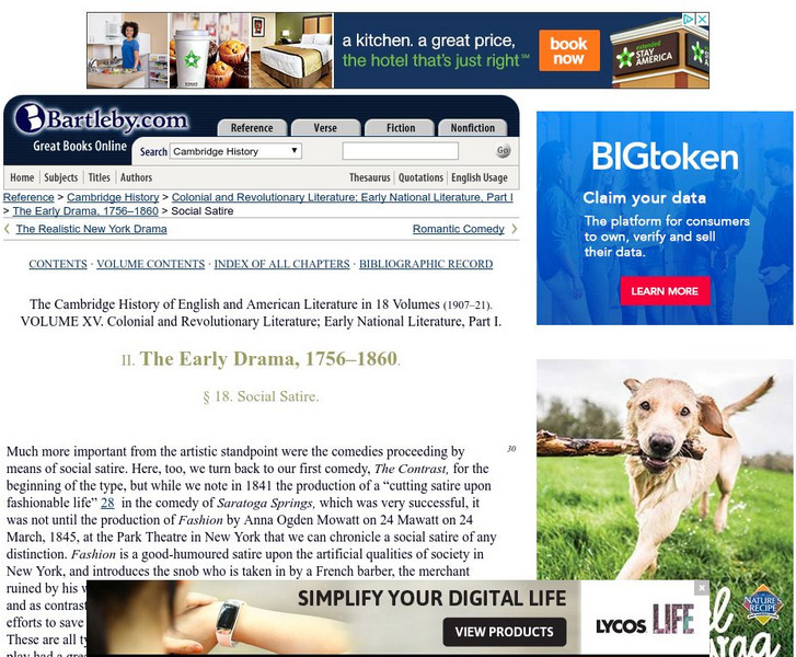 Bartleby.com: The Early Drama, 1756 1860. Handout Bartleby.com: The Early Drama, 1756 1860. Handout