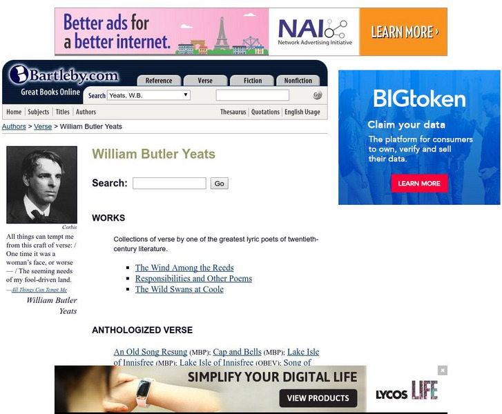 Bartleby.com: William Butler Yeats Handout Bartleby.com: William Butler Yeats Handout