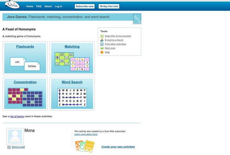 Quia: A Feast of Homonyms Interactive Quia: A Feast of Homonyms Interactive