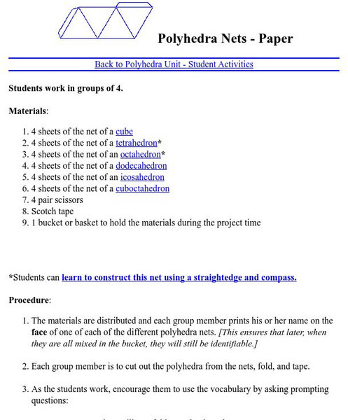 The Math Forum: Polyhedra Nets Paper Activity The Math Forum: Polyhedra Nets Paper Activity
