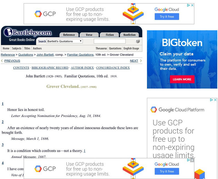 Bartleby.com: Grover Cleveland Primary Bartleby.com: Grover Cleveland Primary