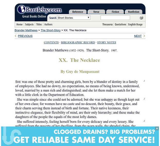 Bartleby.com: The Necklace: Notes and text/bartleby.com eBook