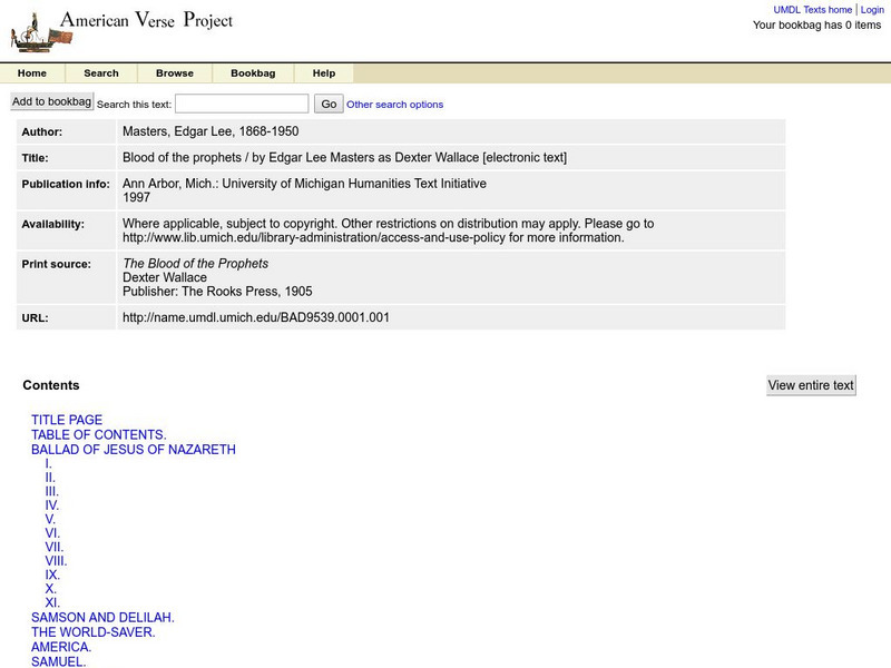 University of Michigan: "Blood of the Prophets" eBook University of Michigan: "Blood of the Prophets" eBook