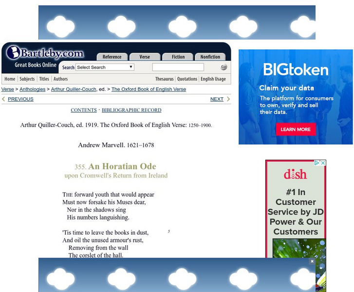 Bartleby.com: Andrew Marvell: An Horatian Ode eBook Bartleby.com: Andrew Marvell: An Horatian Ode eBook