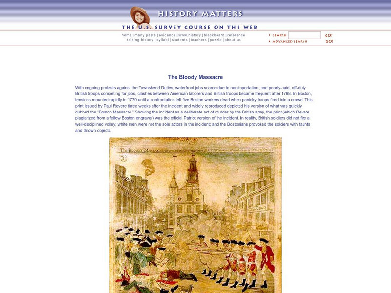 History Matters: The Bloody Massacre Graphic History Matters: The Bloody Massacre Graphic
