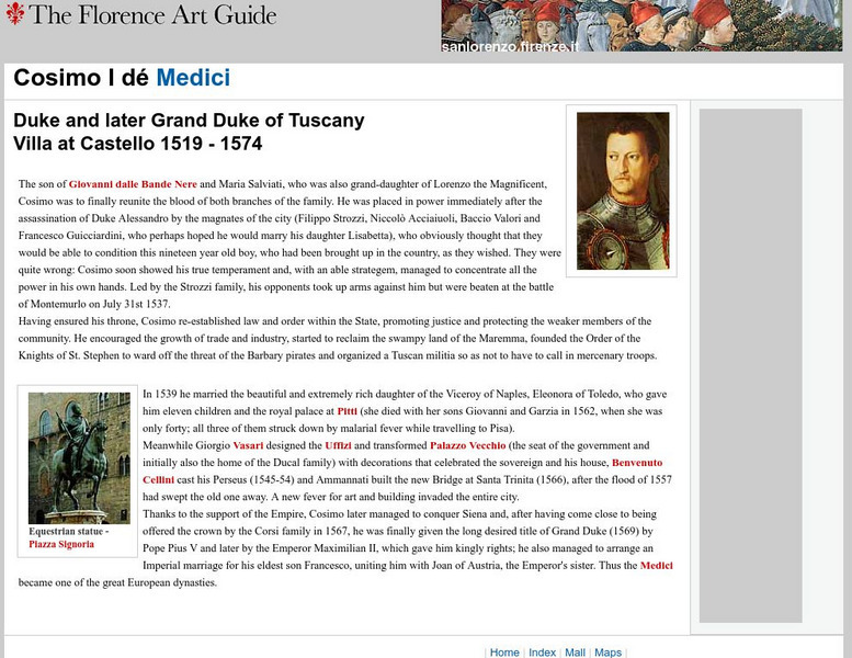 The Florence Art Guide: Cosimo I De Medici Website The Florence Art Guide: Cosimo I De Medici Website