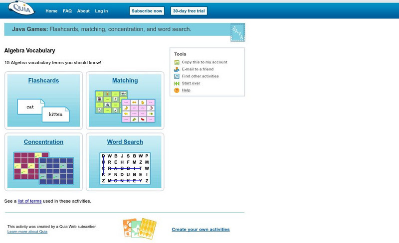 Quia: Algebra Vocabulary Games Interactive Quia: Algebra Vocabulary Games Interactive