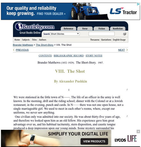 Bartleby.com: The Shot/online Text and Story Notes eBook