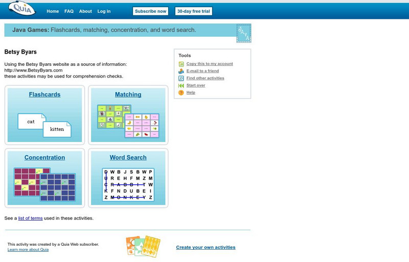 Quia: Betsy Byars Interactive Quia: Betsy Byars Interactive