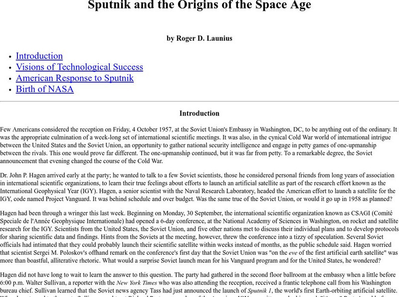 Nasa: Sputnik and the Origins of the Space Age Website Nasa: Sputnik and the Origins of the Space Age Website
