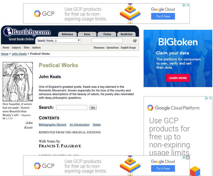 Bartleby.com: The Works of John Keats Handout Bartleby.com: The Works of John Keats Handout