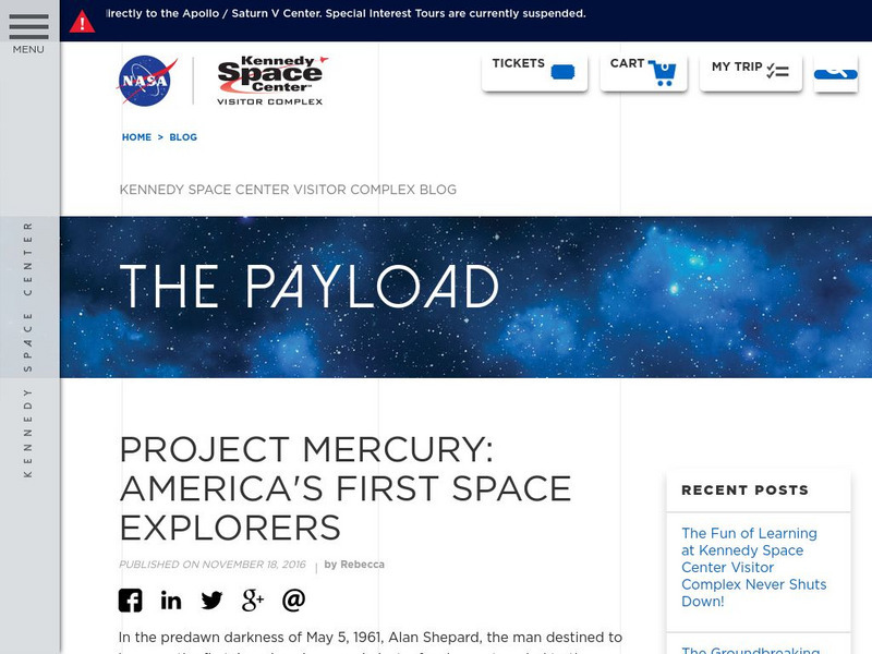 Kennedy Space Center: Project Mercury: America's First Space Explorers Article