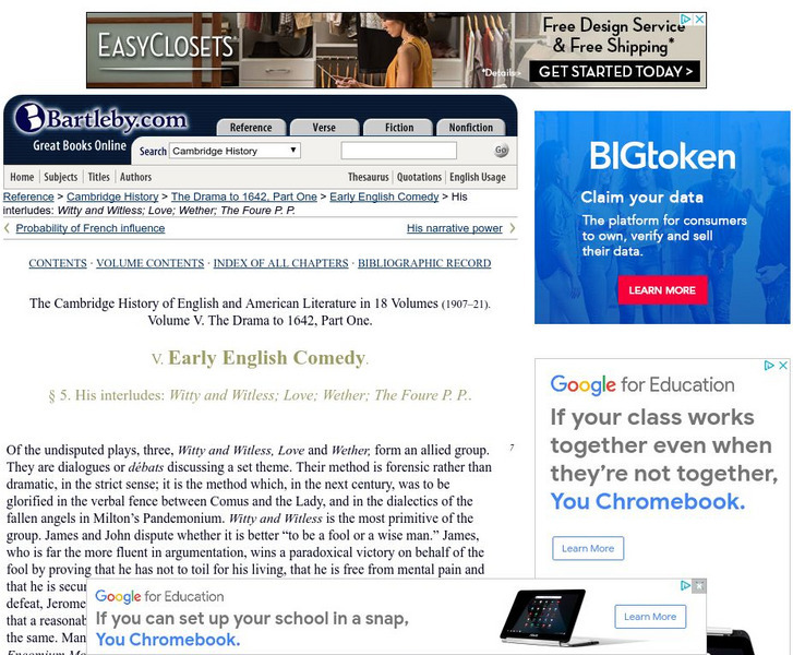 Bartleby.com: Early English Comedy Handout Bartleby.com: Early English Comedy Handout