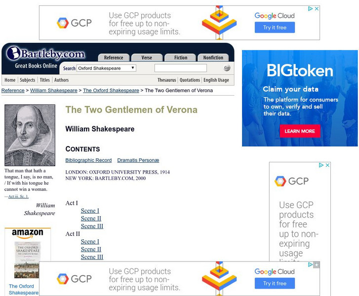 Bartleby.com: Oxford Shakespeare: The Two Gentlemen of Verona Handout Bartleby.com: Oxford Shakespeare: The Two Gentlemen of Verona Handout