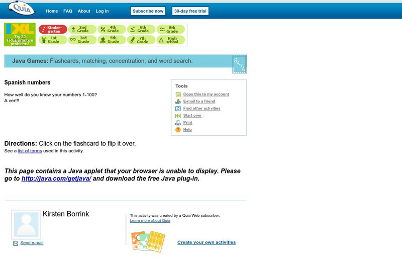 Quia: Flash Cards: Spanish Numbers Interactive Quia: Flash Cards: Spanish Numbers Interactive