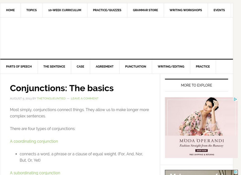 The Tongue Untied: Conjunctions Handout The Tongue Untied: Conjunctions Handout