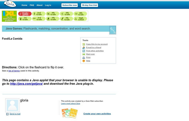 Quia: Food/la Comida Flashcards Interactive Quia: Food/la Comida Flashcards Interactive