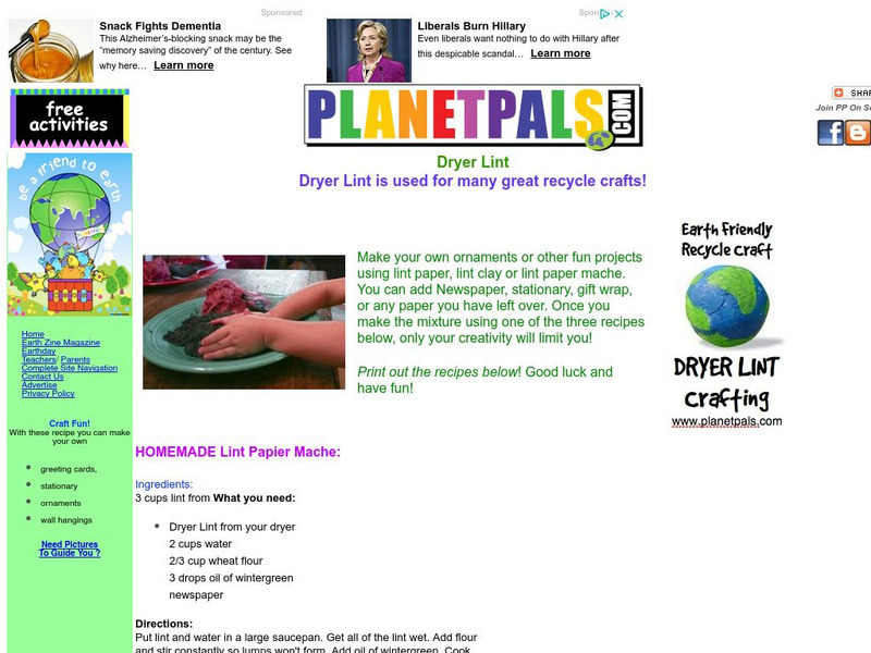 Planet Pals: Dryer Lint Crafts Activity Planet Pals: Dryer Lint Crafts Activity