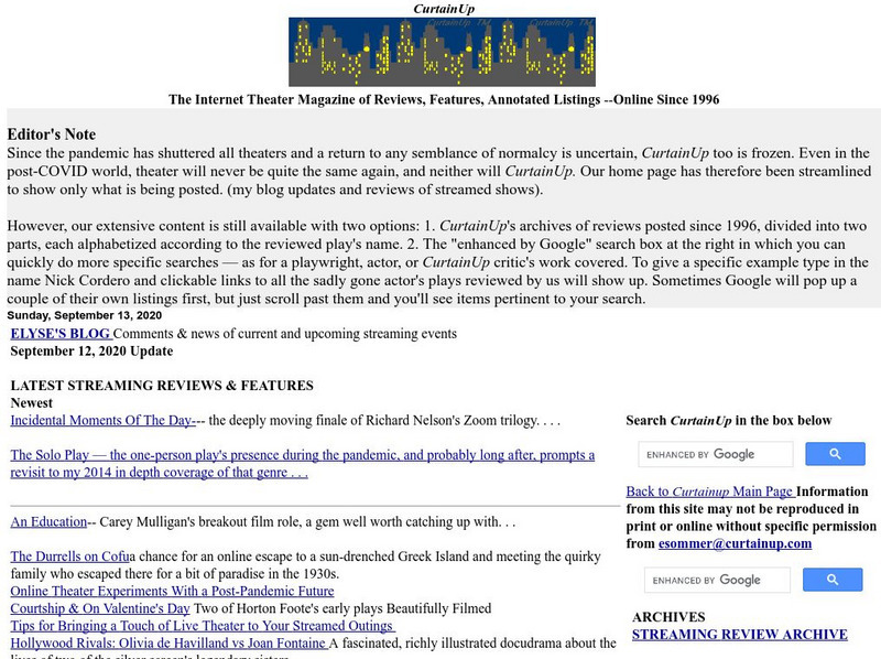 Curtain Up Website Curtain Up Website