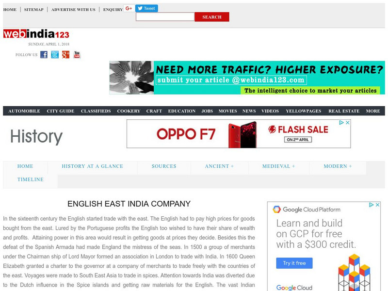 Web India123: English East India Company Handout