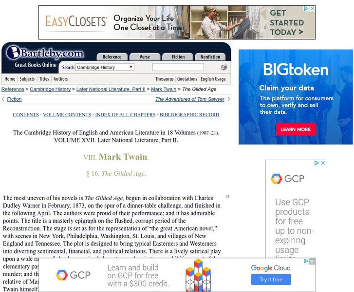 Bartleby.com: Mark Twain, the Gilded Age Handout Bartleby.com: Mark Twain, the Gilded Age Handout