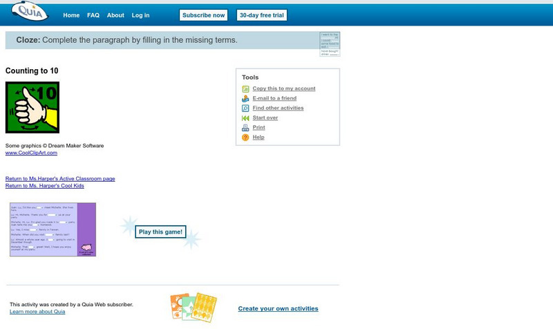 Quia: Counting to 10 Activity Quia: Counting to 10 Activity