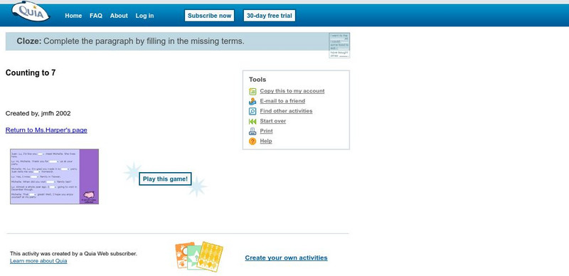 Quia: Counting to 7 Activity Quia: Counting to 7 Activity