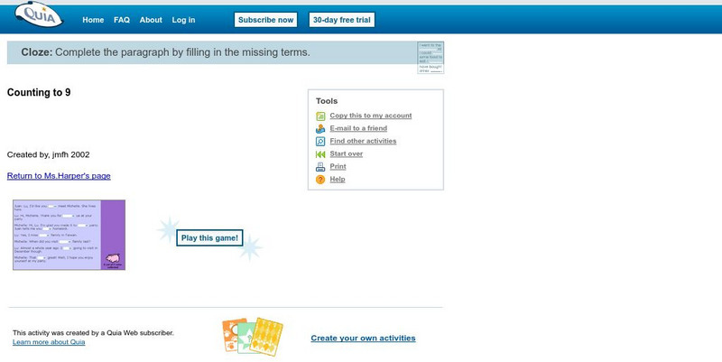 Quia: Counting to 9 Activity Quia: Counting to 9 Activity