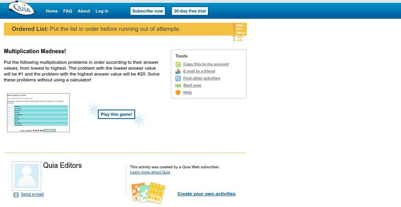 Quia: Multiplication Madness Unknown Type Quia: Multiplication Madness Unknown Type
