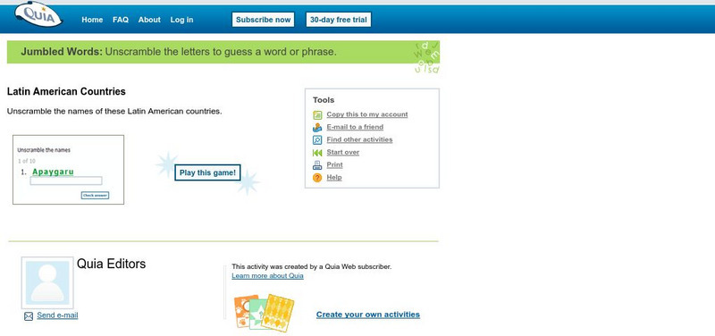 Quia: Latin American Unscramble Name Game Interactive Quia: Latin American Unscramble Name Game Interactive