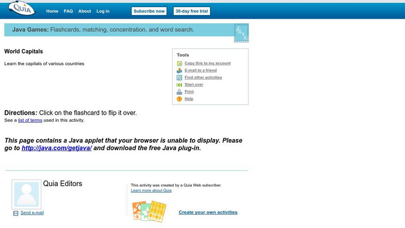 Quia: World Capitals Interactive Quia: World Capitals Interactive
