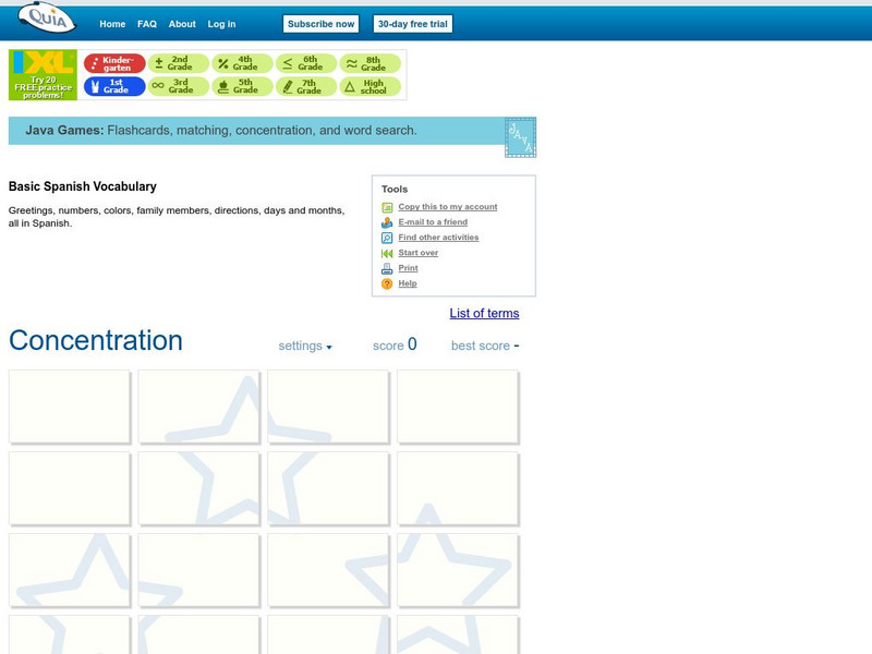 Quia: Basic Spanish Vocabulary Interactive Quia: Basic Spanish Vocabulary Interactive