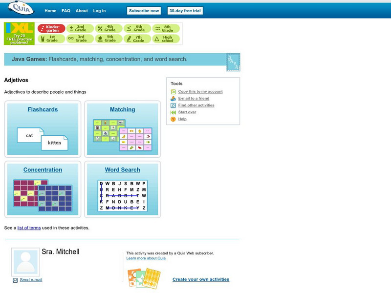 Quia: Adjetivos Spanish Adjective Games Interactive Quia: Adjetivos Spanish Adjective Games Interactive