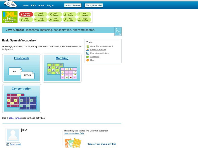 Quia: Basic Spanish Vocabulary Games Interactive Quia: Basic Spanish Vocabulary Games Interactive