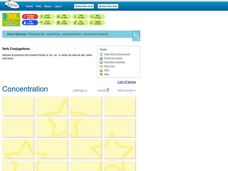 Quia: Spanish Verb Conjugation Concentration Interactive Quia: Spanish Verb Conjugation Concentration Interactive