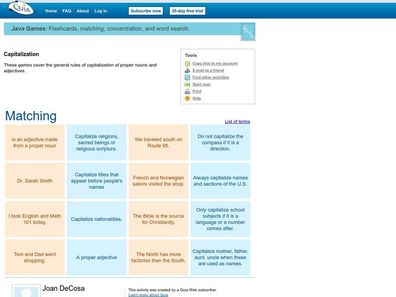 Quia: Capitalization Games Interactive Quia: Capitalization Games Interactive