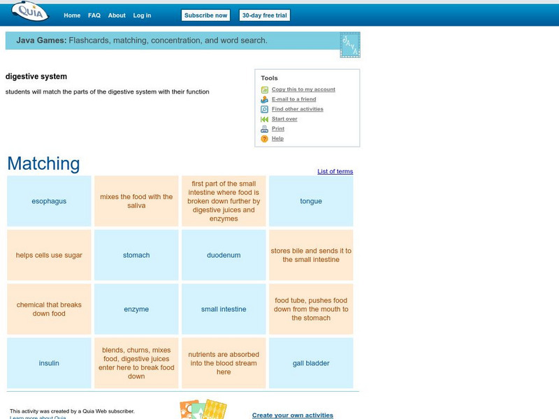 Quia: Digestive System: Matching Game Interactive Quia: Digestive System: Matching Game Interactive