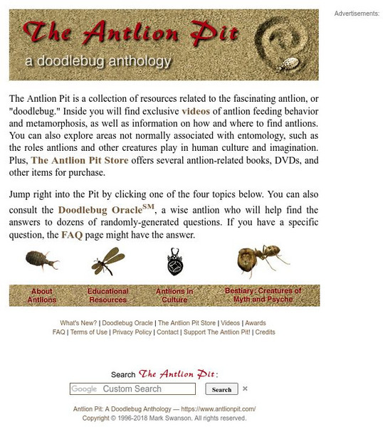 The Antlion Pit: A Doodlebug Anthology Handout The Antlion Pit: A Doodlebug Anthology Handout