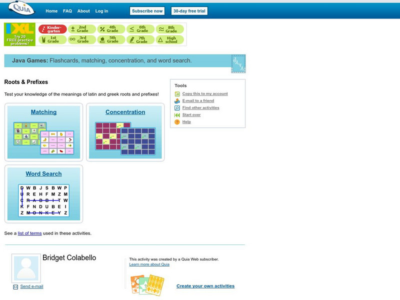 Quia: Roots & Prefixes Interactive Quia: Roots & Prefixes Interactive