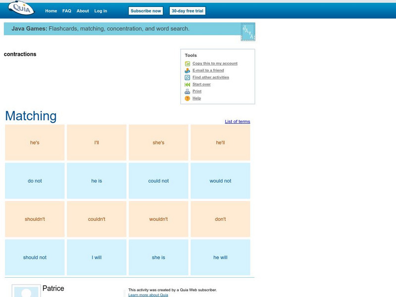 Quia: Contractions Interactive Quia: Contractions Interactive
