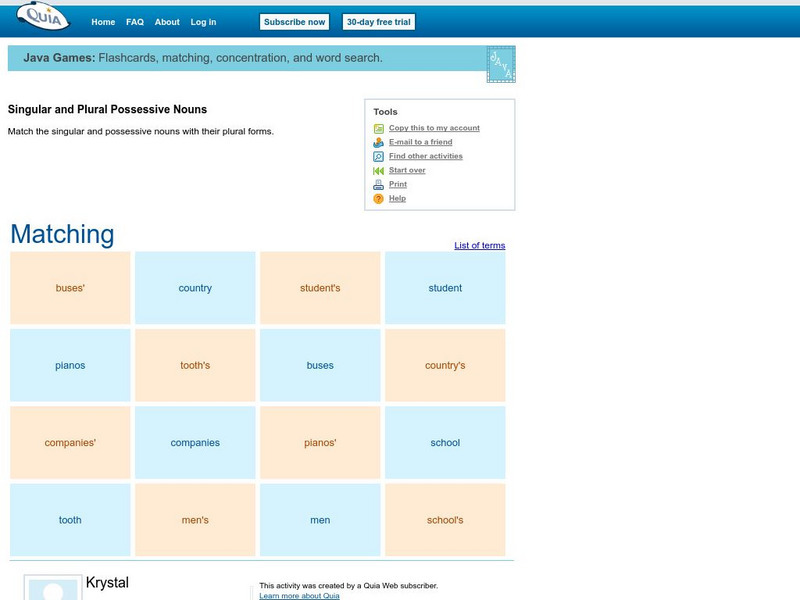 Quia: Singular and Plural Possessive Nouns Interactive Quia: Singular and Plural Possessive Nouns Interactive