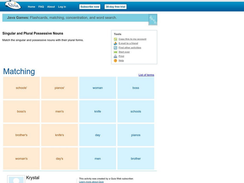 Quia: Singular and Plural Possessive Nouns Interactive Quia: Singular and Plural Possessive Nouns Interactive
