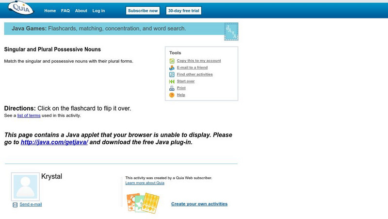 Quia: Singular and Plural Possessive Nouns Interactive Quia: Singular and Plural Possessive Nouns Interactive