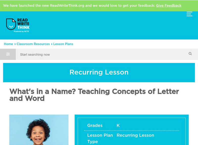 Read Write Think: Teaching Concepts of Letter and Word Lesson Plan Read Write Think: Teaching Concepts of Letter and Word Lesson Plan