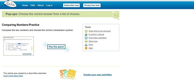 Quia: Comparing Numbers eBook Quia: Comparing Numbers eBook
