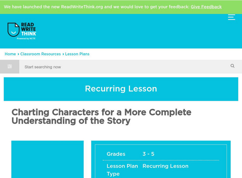 Read Write Think: Charting Characters for a More Complete Understanding Lesson Plan