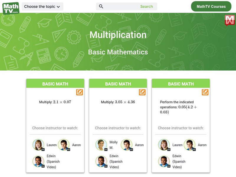 Math tv.com: Basic Mathematics: Decimals: Multiplication Instructional Video Math tv.com: Basic Mathematics: Decimals: Multiplication Instructional Video