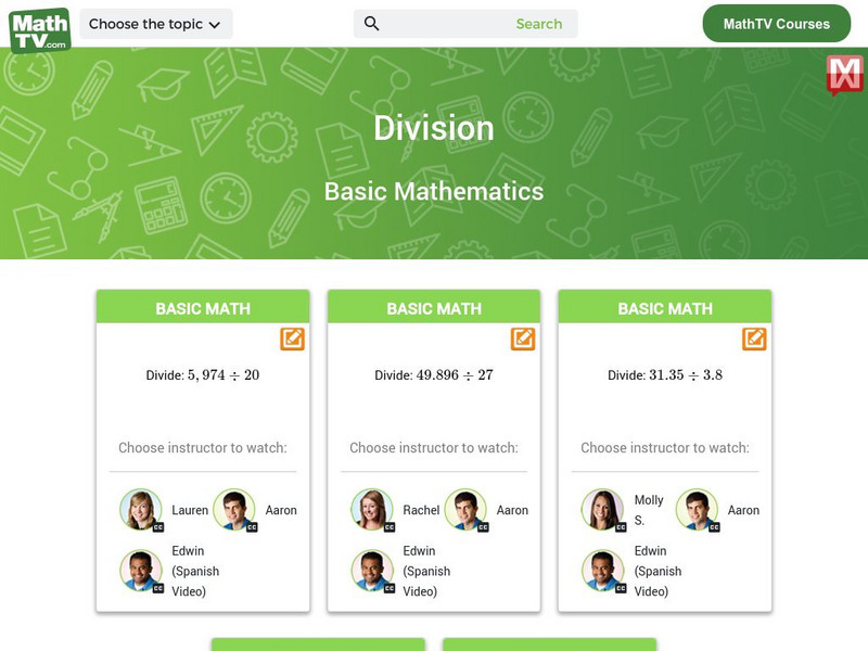Math tv.com: Basic Mathematics: Decimals: Division Instructional Video Math tv.com: Basic Mathematics: Decimals: Division Instructional Video