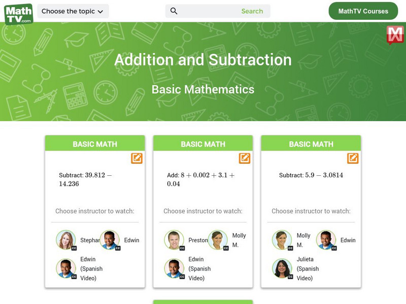 Math tv.com: Basic Mathematics: Mixed Numbers: Addition and Subtraction Instructional Video Math tv.com: Basic Mathematics: Mixed Numbers: Addition and Subtraction Instructional Video