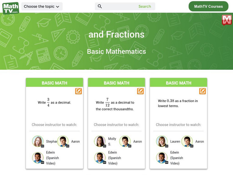Math tv.com: Basic Mathematics: Decimals and Fractions Instructional Video Math tv.com: Basic Mathematics: Decimals and Fractions Instructional Video